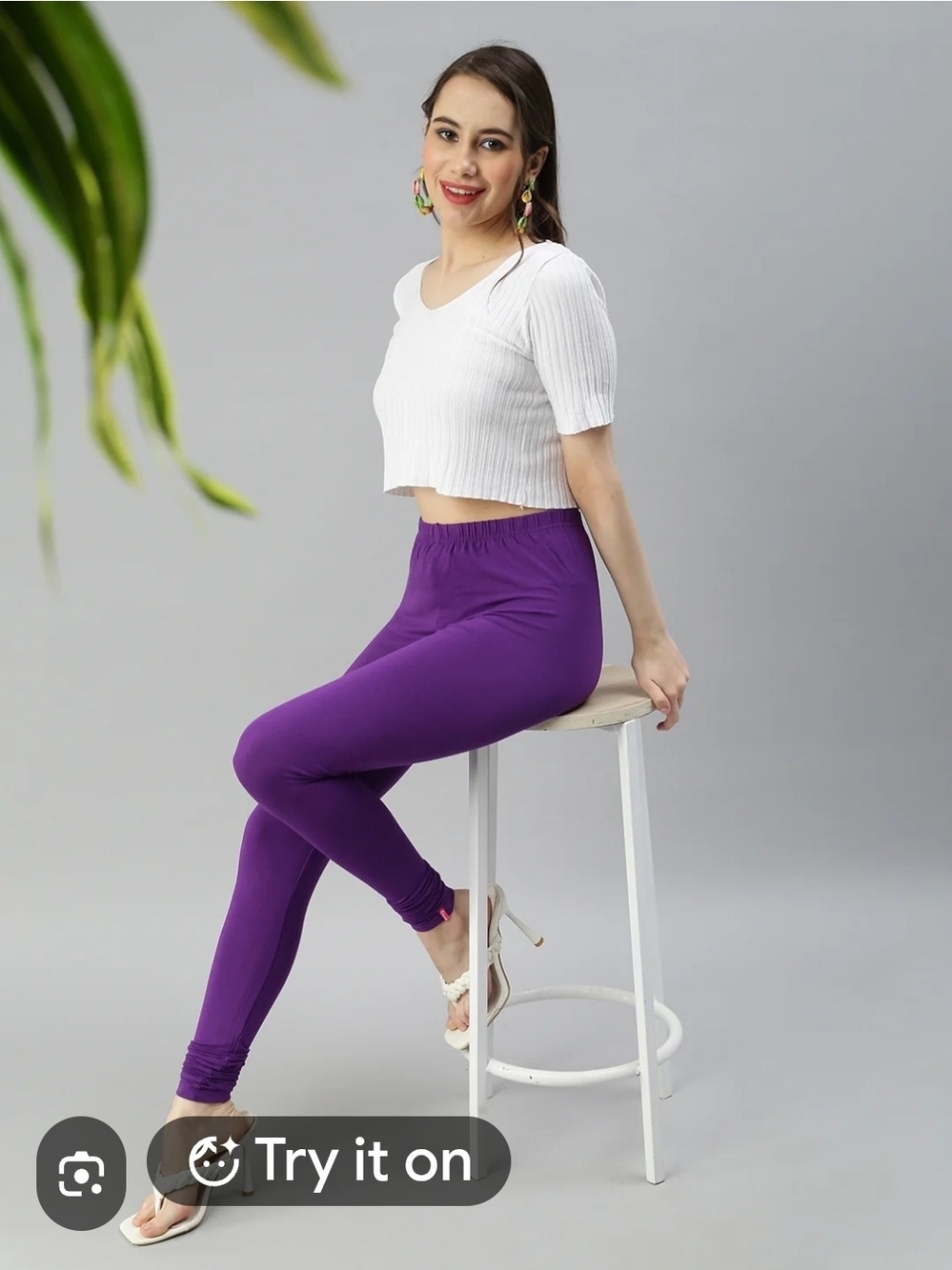 Women's Purple High-Waist Stretch Leggings
